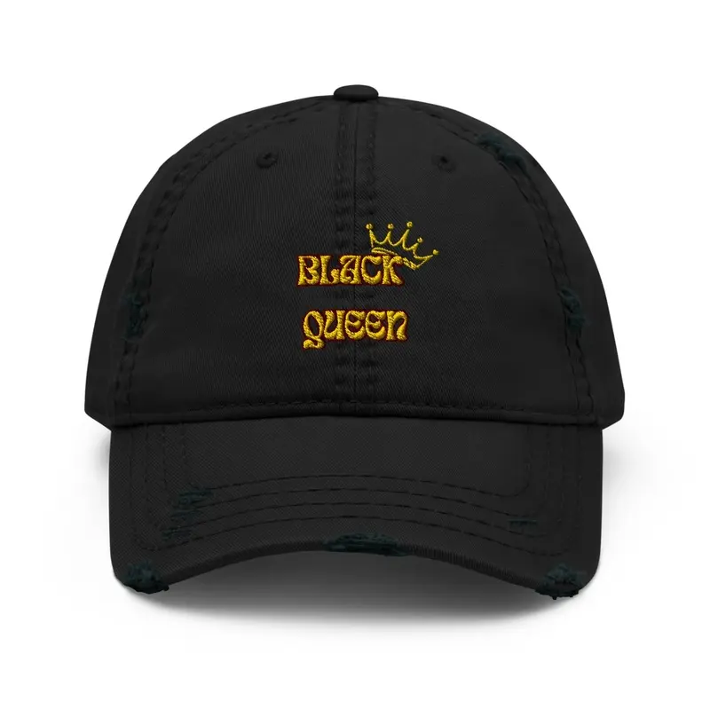 "Black Queen Distressed Hat"